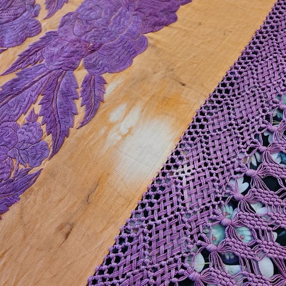 Victorian Silk Embroidered Piano Shawl - Picture 10 of 11